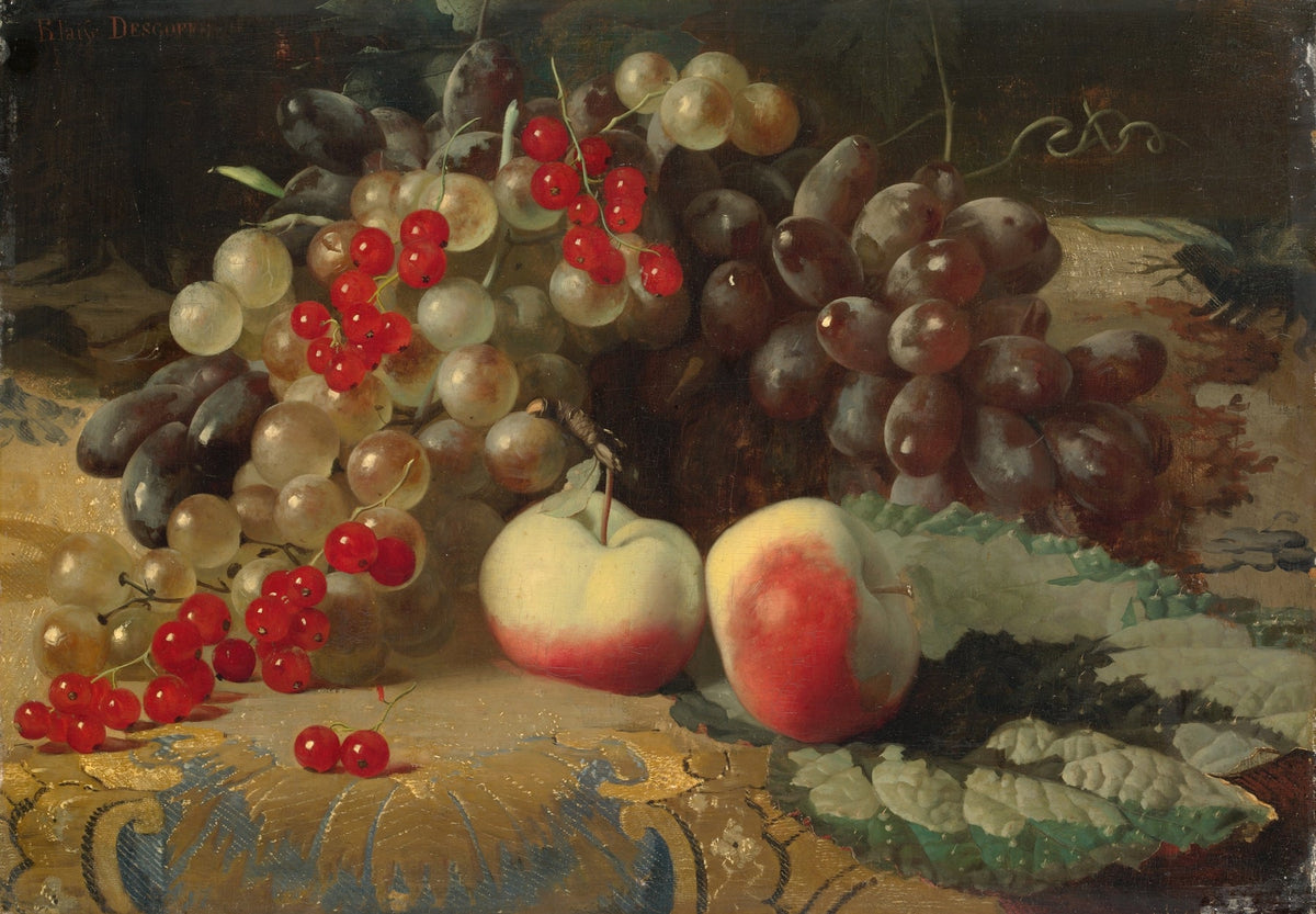 Still Life Oil Painting - Grapes, Apples and Red Currants - Oil Painting Haven