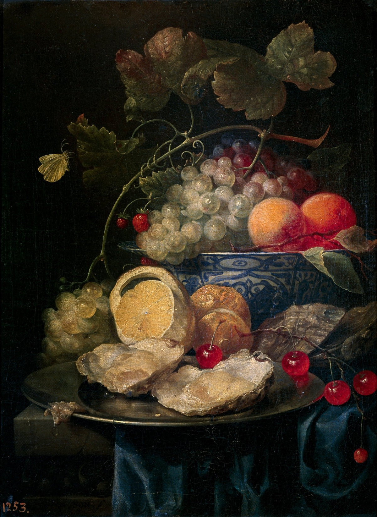 Still Life Oil Painting - Grapes, Oysters and Citrus - Oil Painting Haven