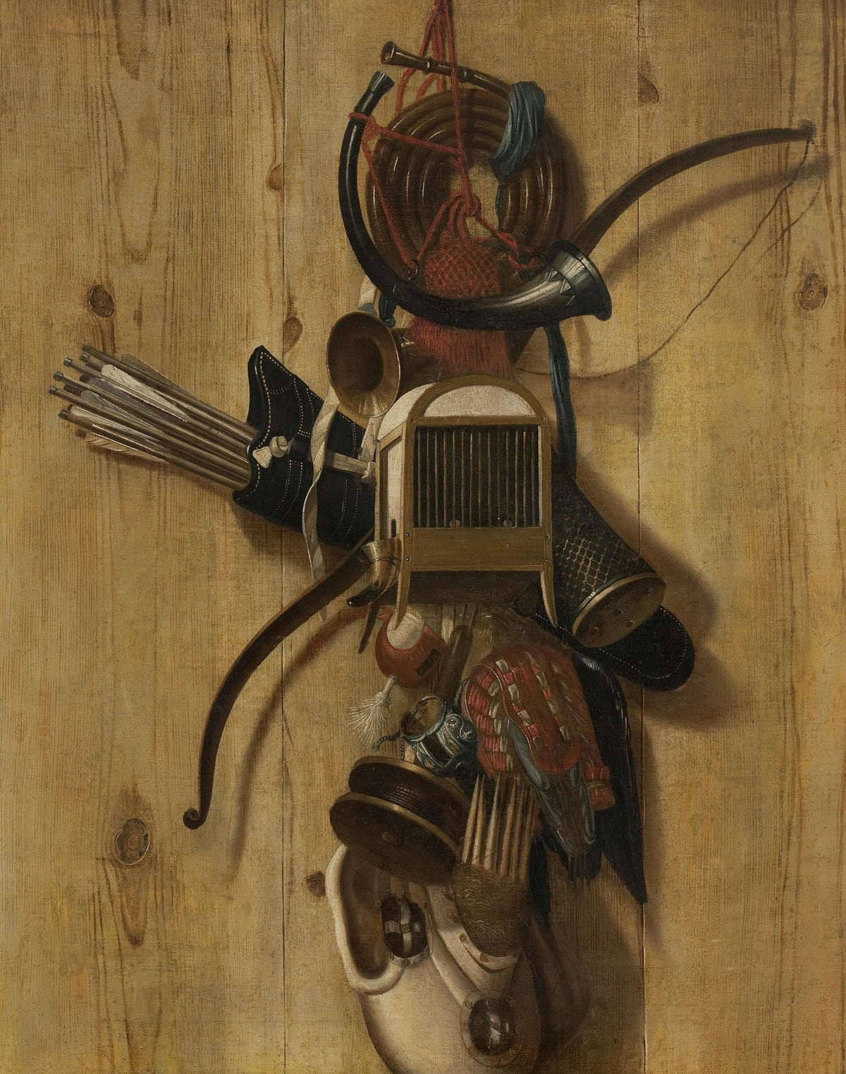 Still Life Oil Painting - Hunting Gear and Bow - Oil Painting Haven