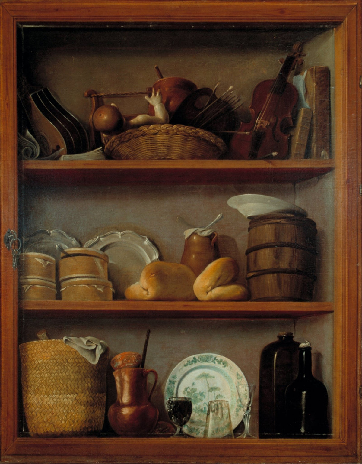 Still Life Oil Painting - Kitchen Shelf with Violin - Oil Painting Haven