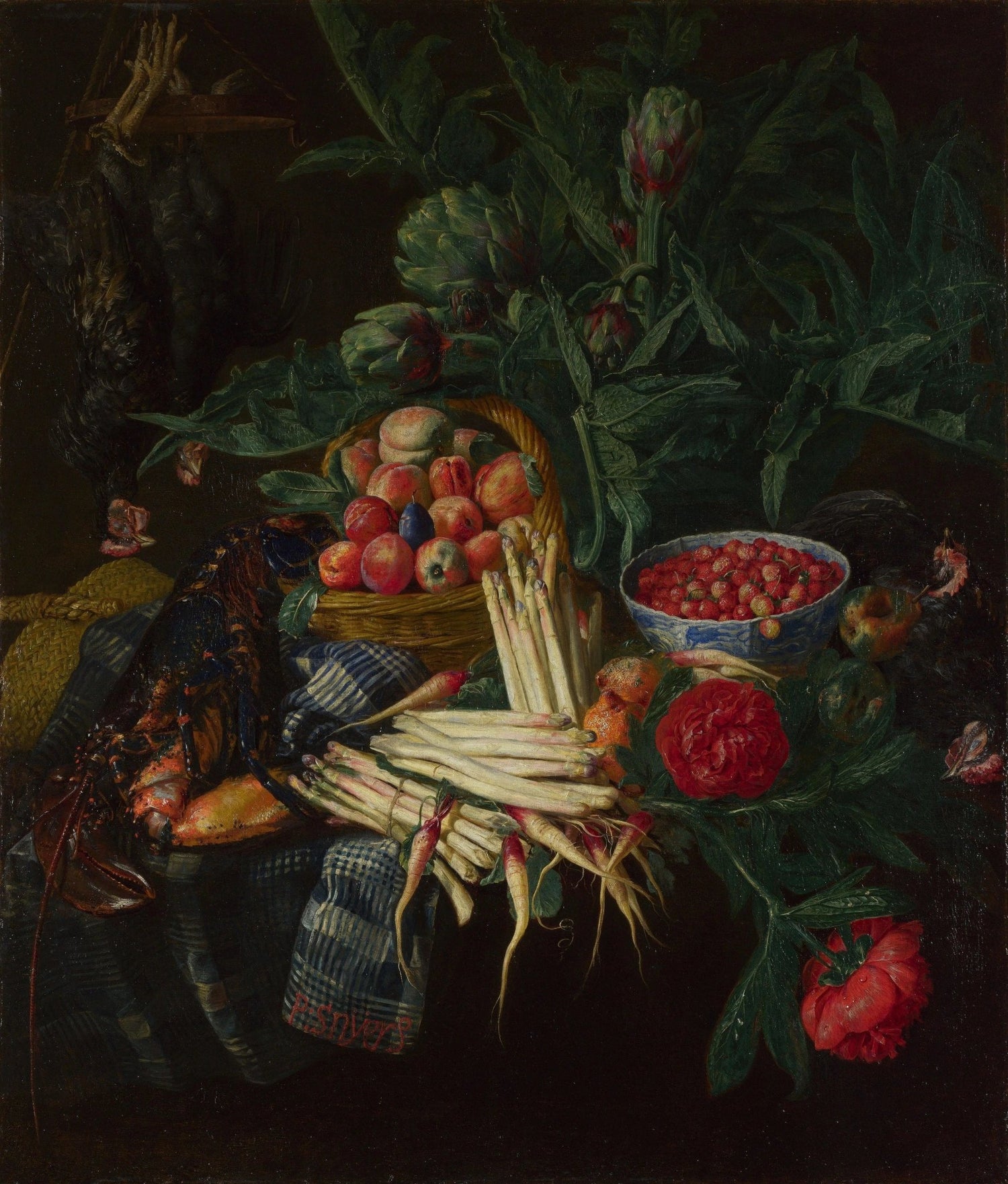 Still Life Oil Painting - Lobster, Fruits and Vegetables - Oil Painting Haven
