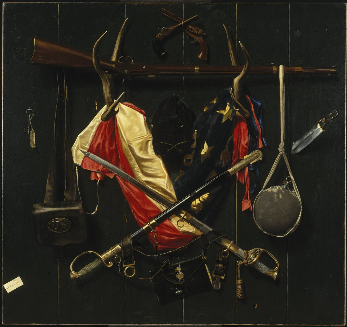 Still Life Oil Painting - Military Arms and Flag - Oil Painting Haven