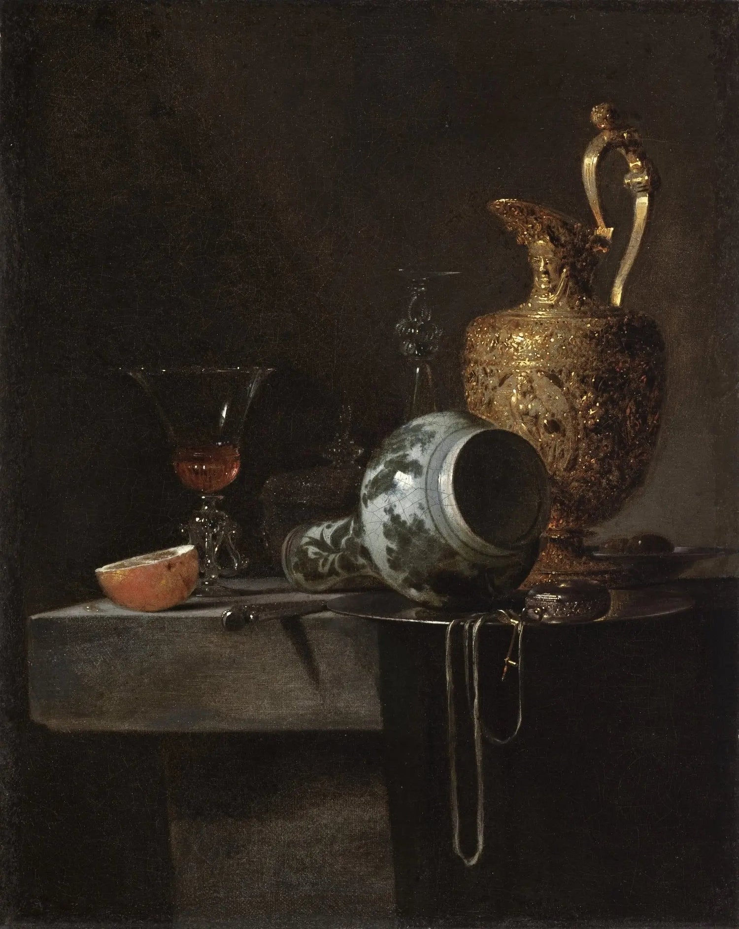 Still Life Oil Painting - Ornate Vessels and Glass - Oil Painting Haven