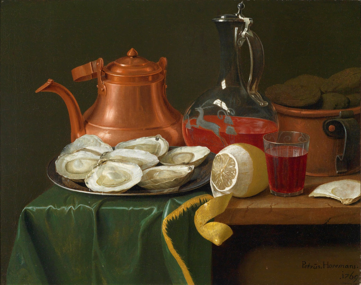 Still Life Oil Painting - Oysters and Copper Pot - Oil Painting Haven