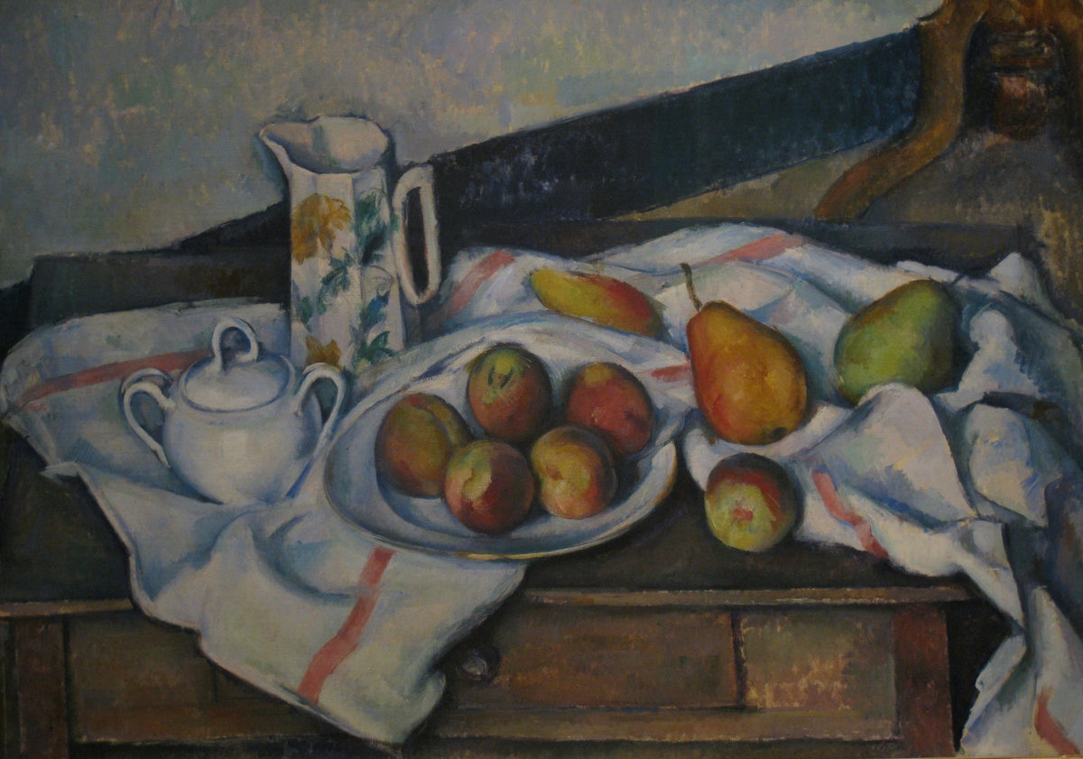 Still Life Oil Painting - Peaches and Pears on Table - Oil Painting Haven