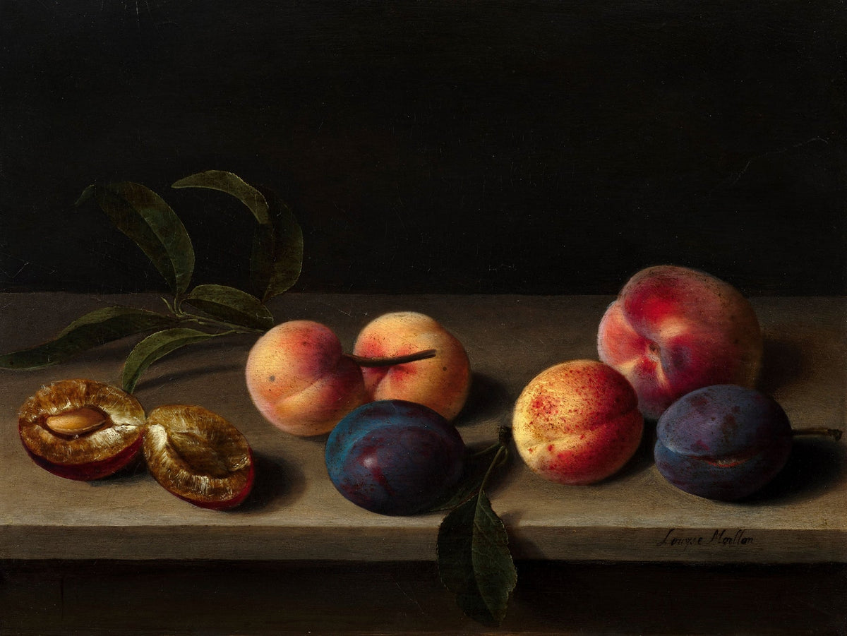Still Life Oil Painting - Peaches and Plums - Oil Painting Haven