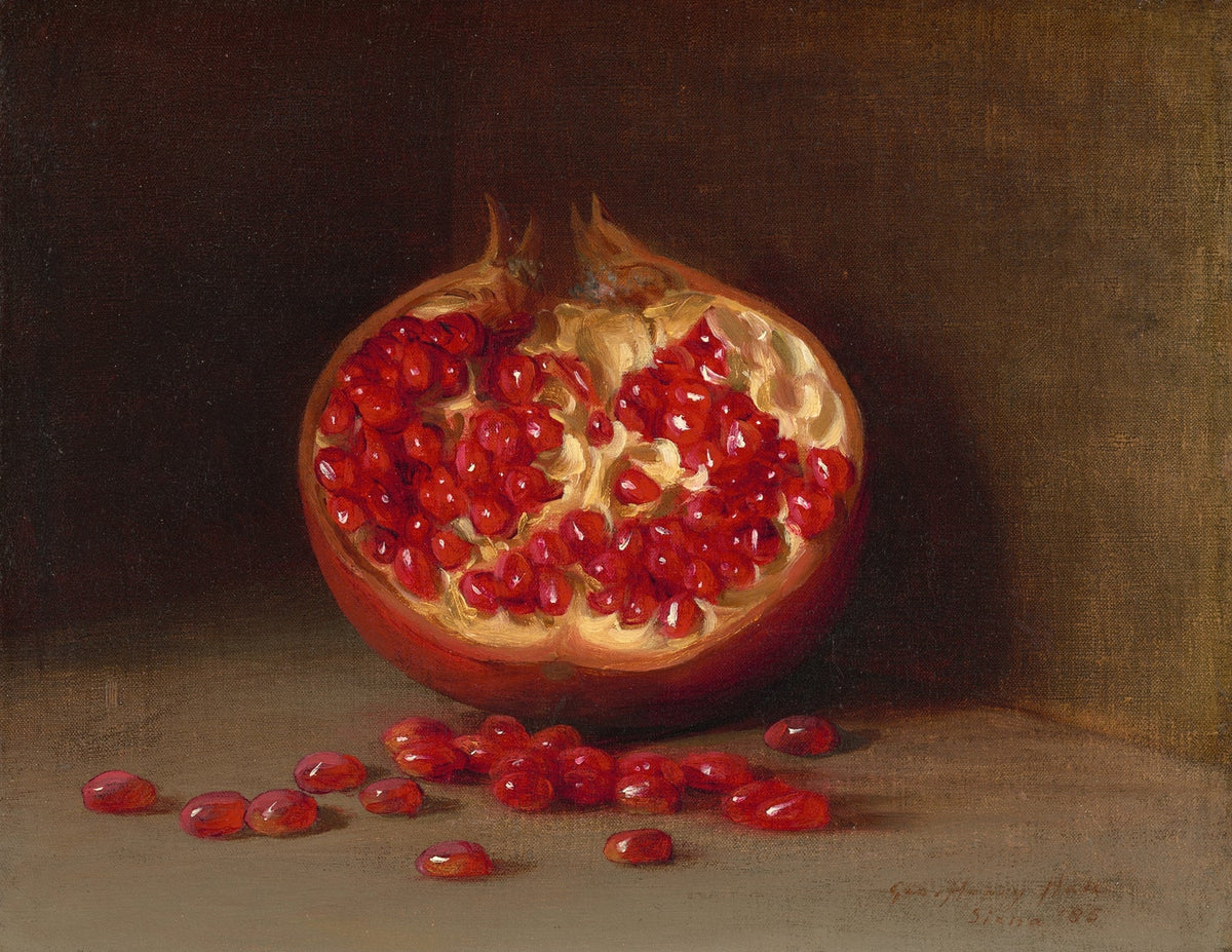 Still Life Oil Painting - Pomegranate Study - Oil Painting Haven