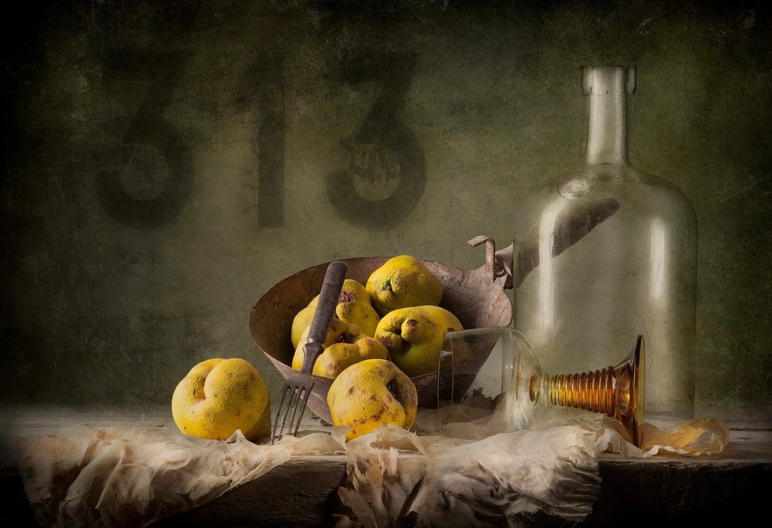 Still Life Oil Painting - Quinces, Glassware and Utensils - Oil Painting Haven