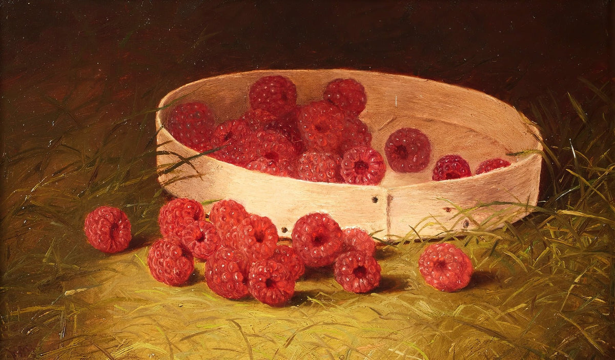 Still Life Oil Painting - Raspberries in Wooden Bowl - Oil Painting Haven