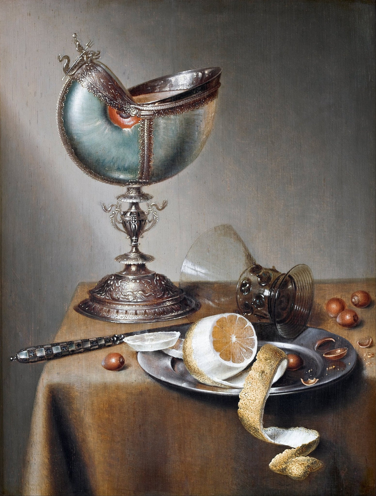 Still Life Oil Painting - Silver Cup and Lemon - Oil Painting Haven