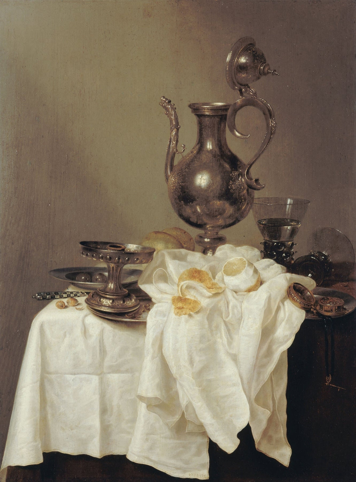 Still Life Oil Painting - Silver Ewer and Lemon - Oil Painting Haven