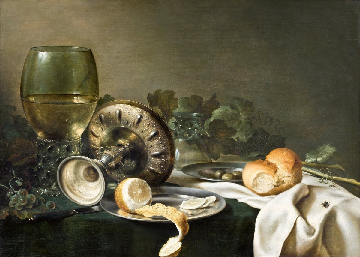 Still Life Oil Painting - Silver Goblet and Lemon - Oil Painting Haven