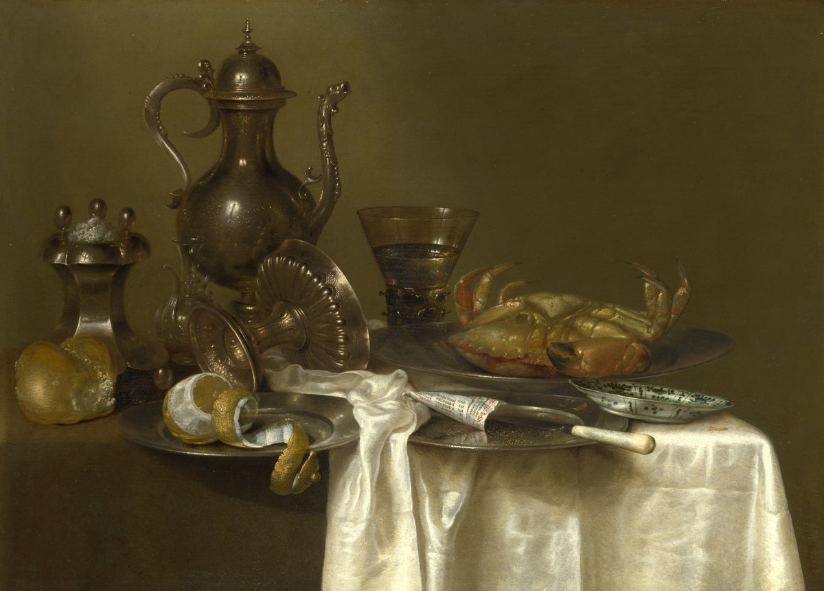 Still Life Oil Painting - Silverware and Crab - Oil Painting Haven