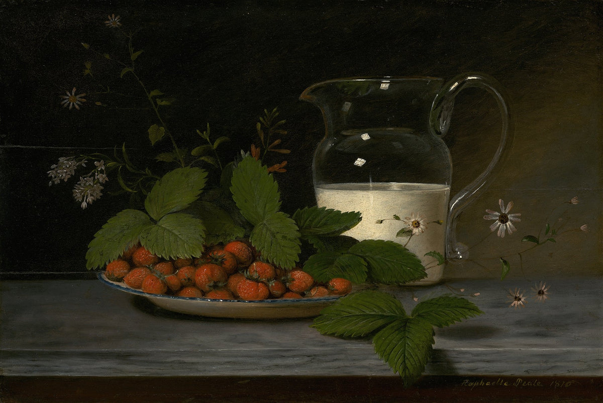 Still Life Oil Painting - Strawberries and Glass Pitcher - Oil Painting Haven