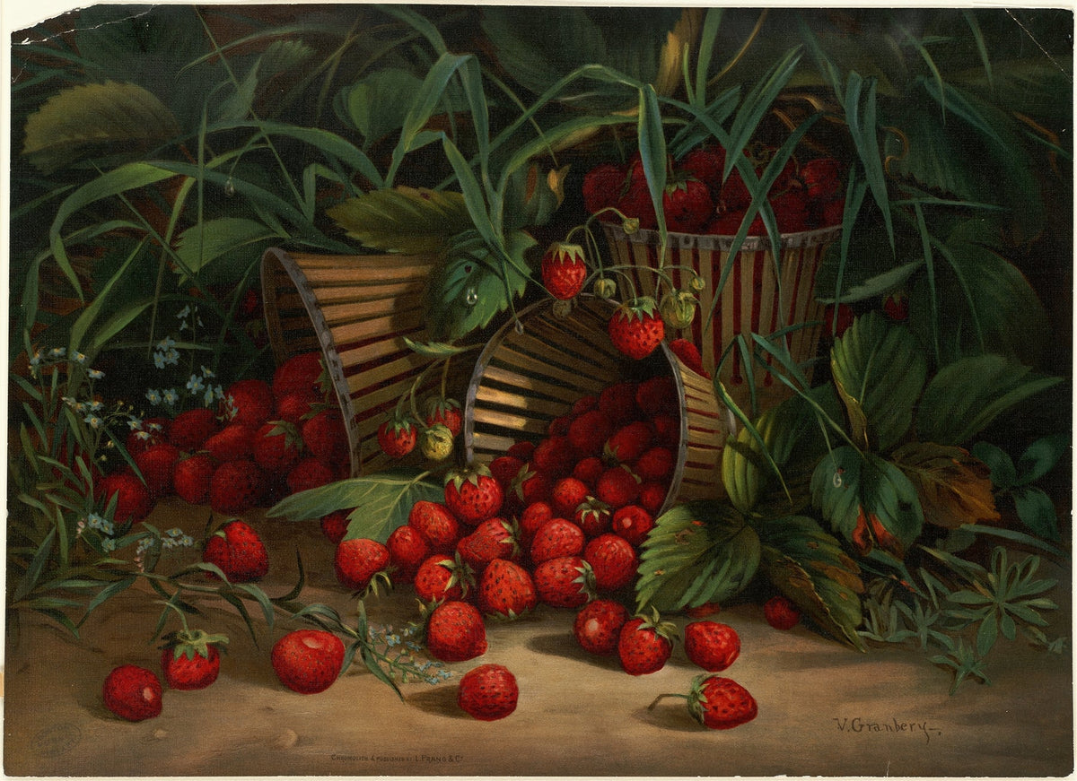 Still Life Oil Painting - Strawberries in Garden - Oil Painting Haven