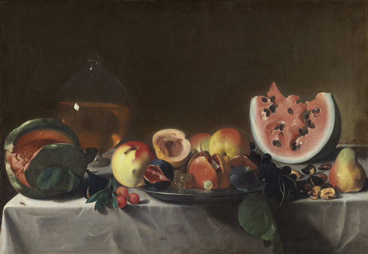 Still Life Oil Painting - Watermelon and Fruit Table - Oil Painting Haven