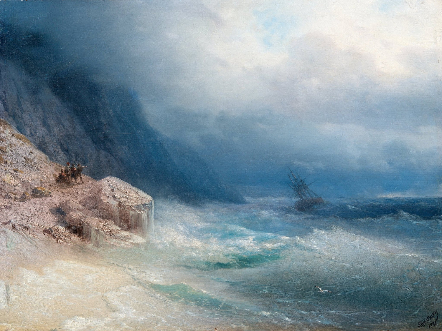 Stormy Sea and Cliffs – Hand - Painted Landscape Oil Painting - Oil Painting Haven