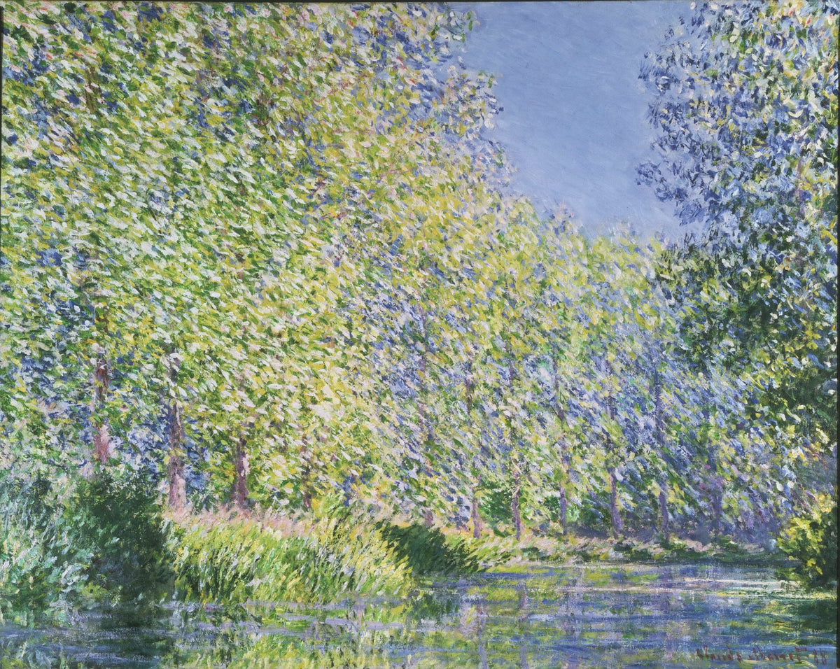 Hand painted landscape oil painting of sunlit riverbank trees in spring garden, oil on canvas with textured brushwork and. - Add Frame, Canvas, Forest, Garden, Hand Painted, Landscape, Made To Order, Oil Painting