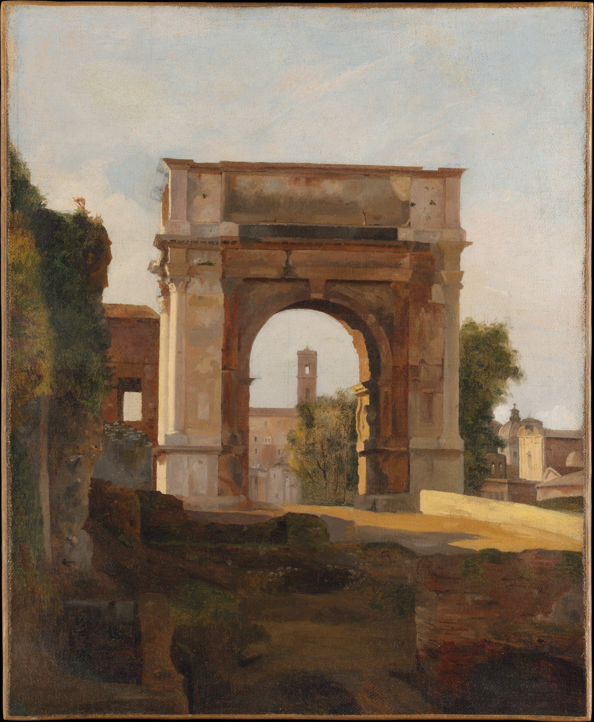Landscape oil painting of the Arch of Titus in Ancient Rome, hand painted oil on canvas with textured brushwork and warm. - Add Frame, Architecture, Canvas, Hand Painted, Landscape, Made To Order, Oil Painting