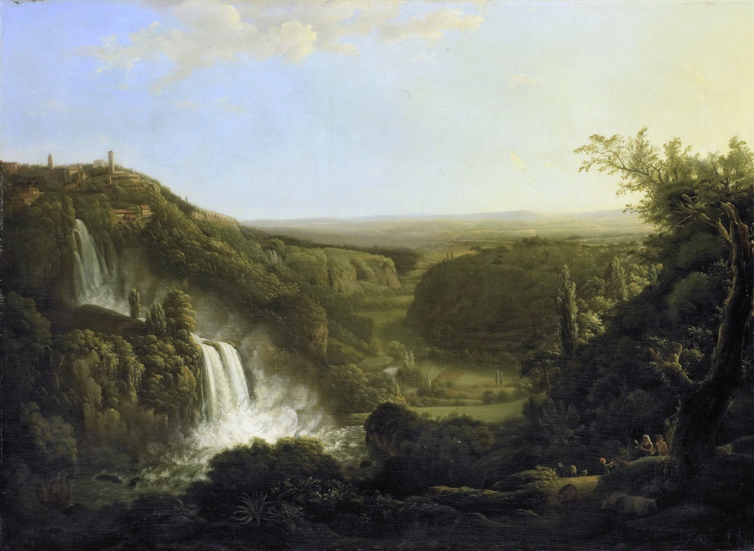 Tivoli Waterfalls and Valley Landscape, Town – Landscape Oil Painting - Oil Painting Haven