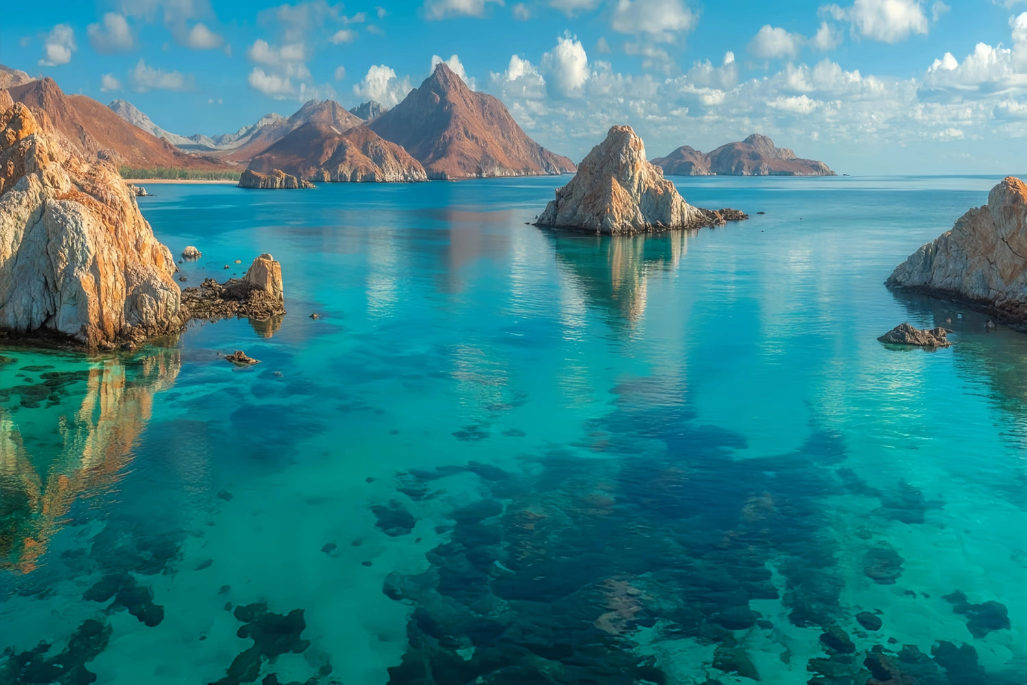 Turquoise Coastal Landscape Original Oil Painting For Sale - Oil Painting Haven