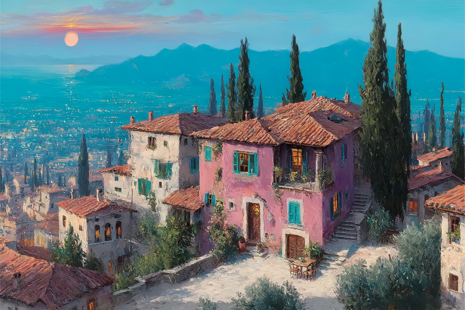 Tuscan Hilltown Original Oil Painting For Sale | Italian Landscape - Oil Painting Haven