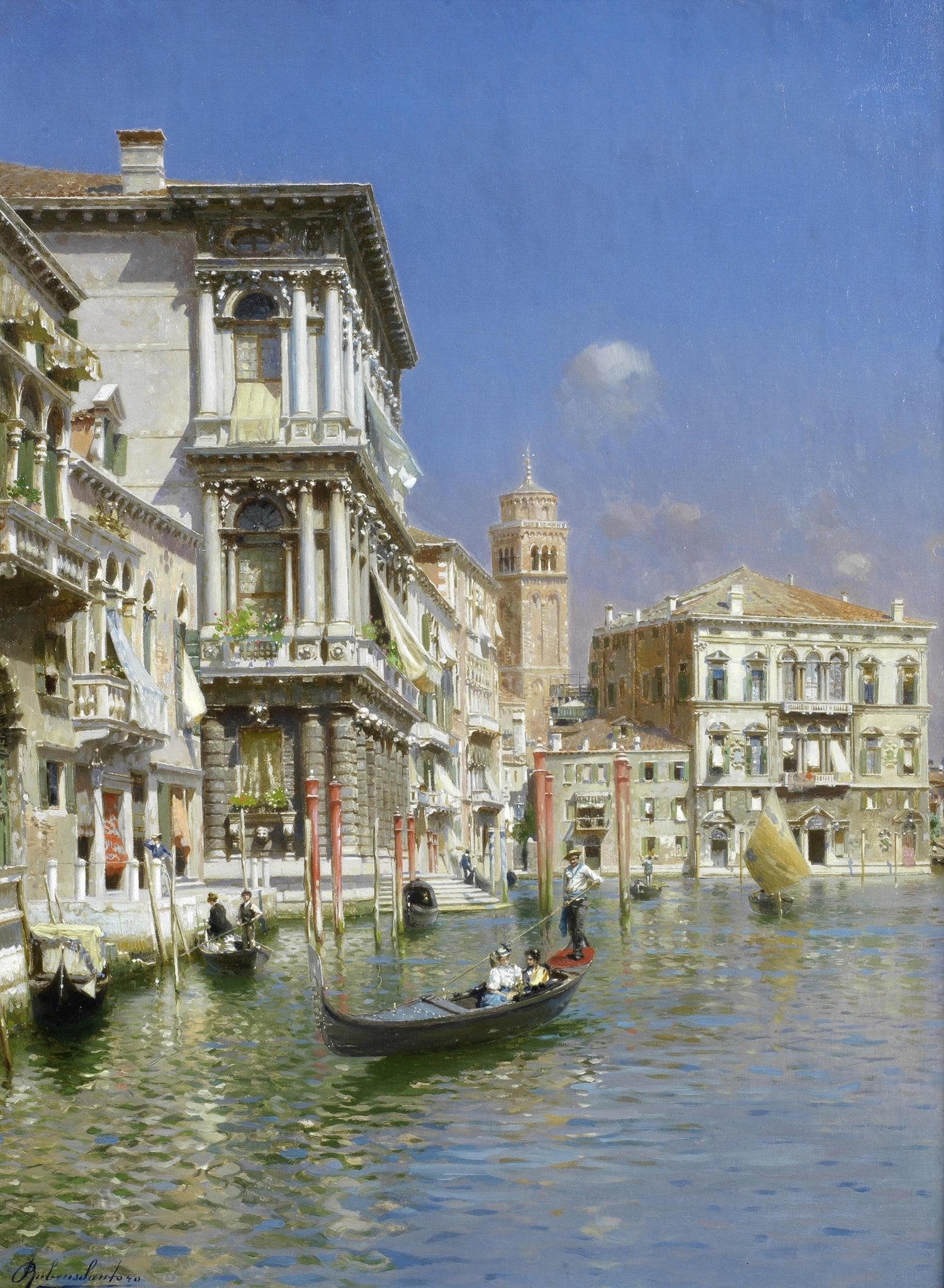 Venetian Canal, Gondolas, Historic Buildings – Landscape Oil Painting - Oil Painting Haven