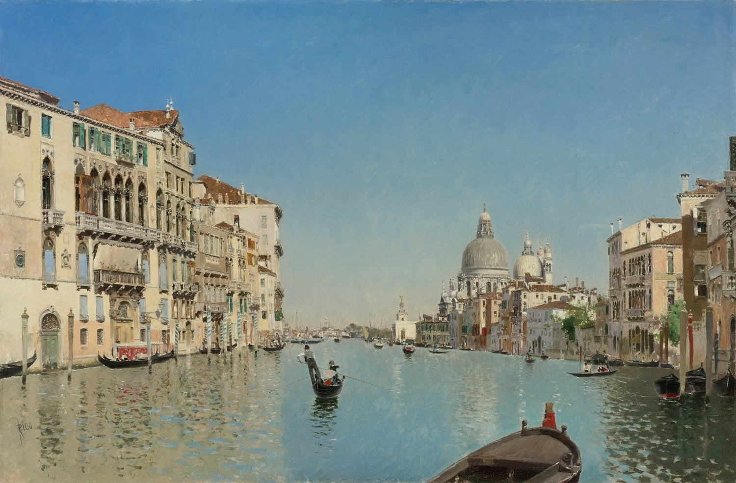 Venetian Canal with Gondolas and City View – Landscape Oil Painting - Oil Painting Haven