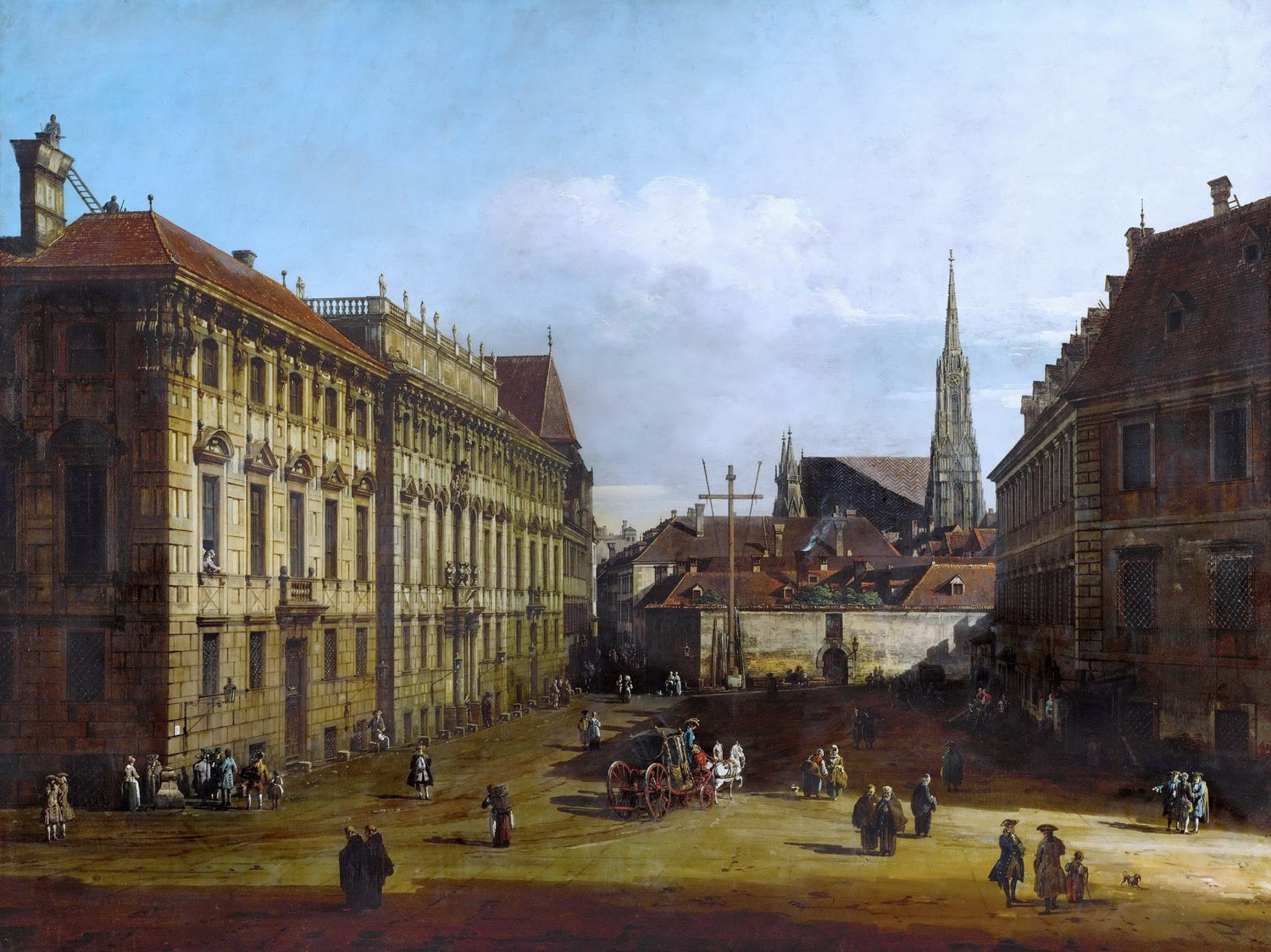 Hand painted oil on canvas landscape oil painting of Vienna Lobkowitz Square Baroque with detailed architecture and textured . - Add Frame, Architecture, Canvas, Figure, Hand Painted, Landscape, Made To Order, Oil Painting