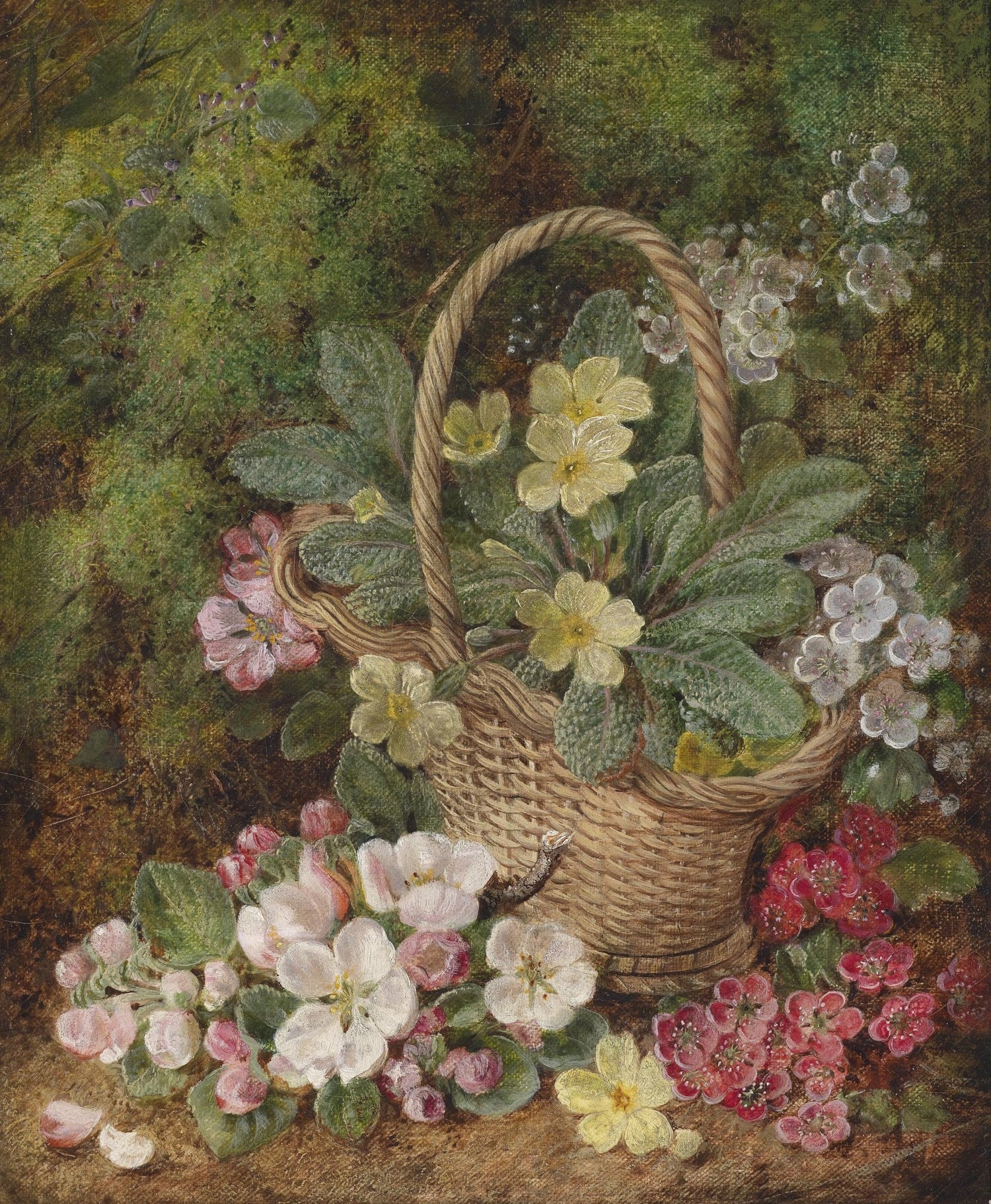Wildflower Basket Still Life Handmade Canvas – Floral Oil Painting - Oil Painting Haven