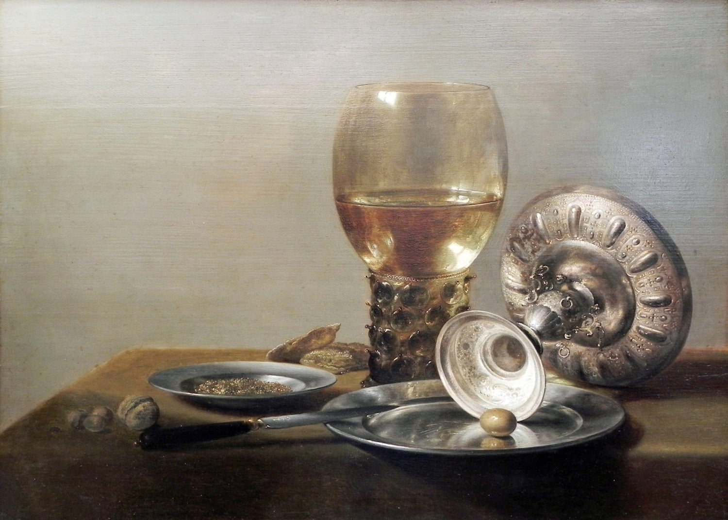 Wine Glass and Silver Plate - Still Life Oil Painting - Oil Painting Haven