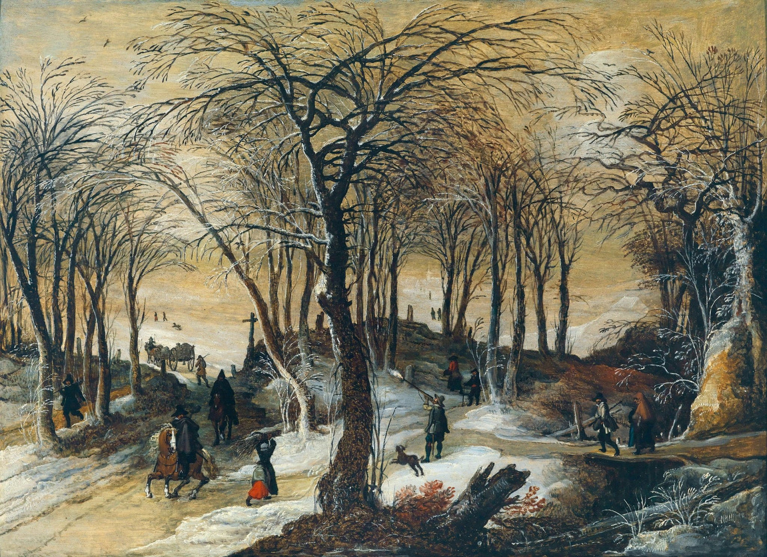 Winter Forest Path with Figures – Landscape Oil Painting - Oil Painting Haven