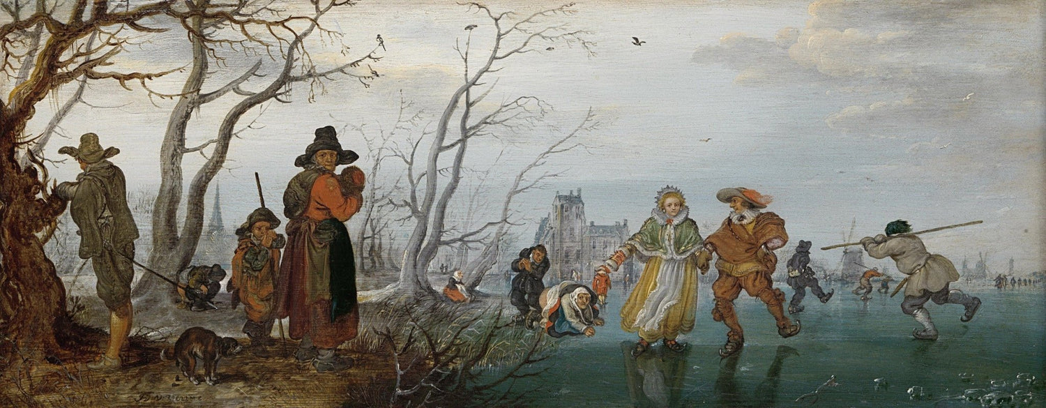 Winter Ice Skating Scene with Figures - People Oil Painting - Oil Painting Haven