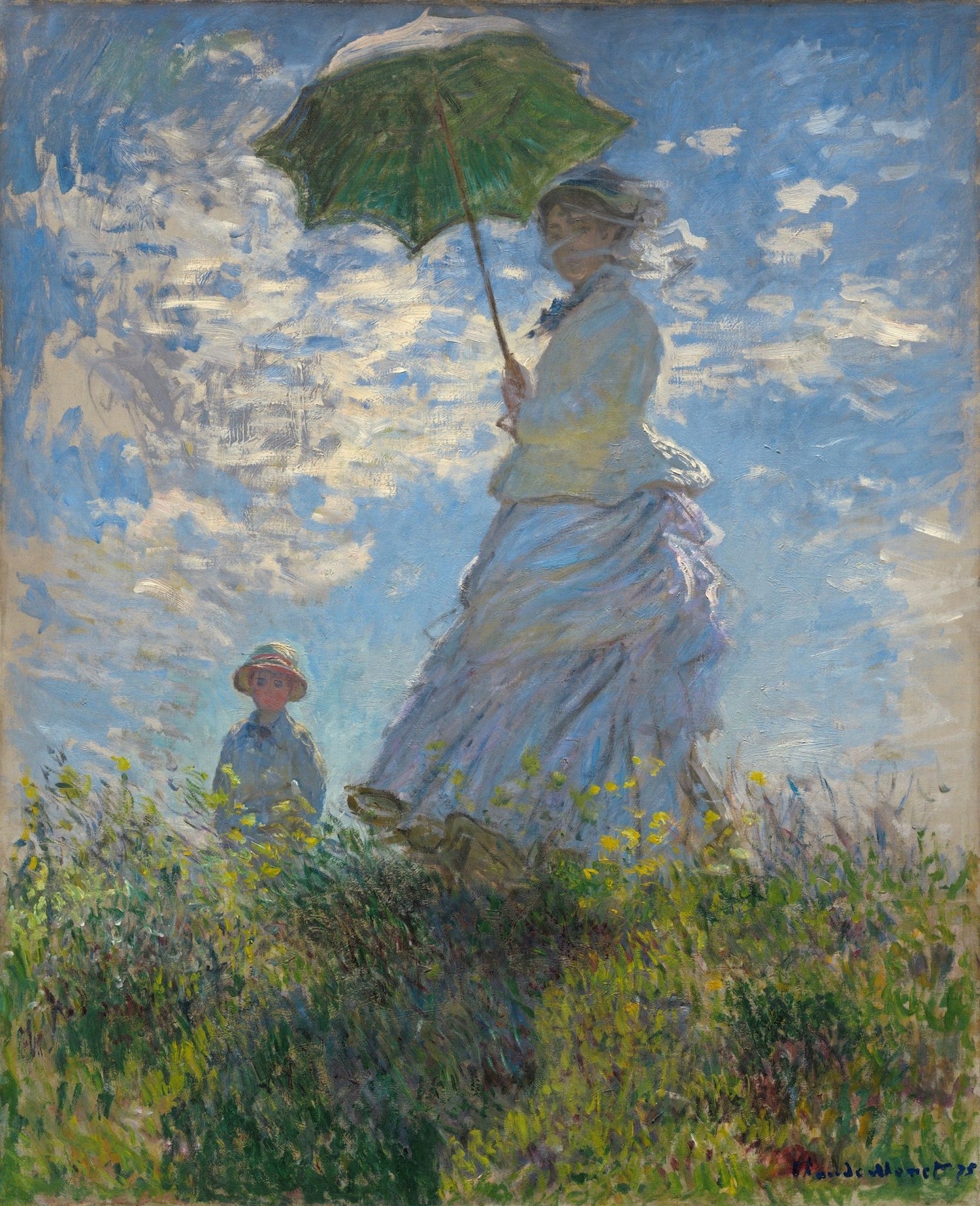 Woman with Parasol in Sunny Meadow Scene - People Oil Painting - Oil Painting Haven