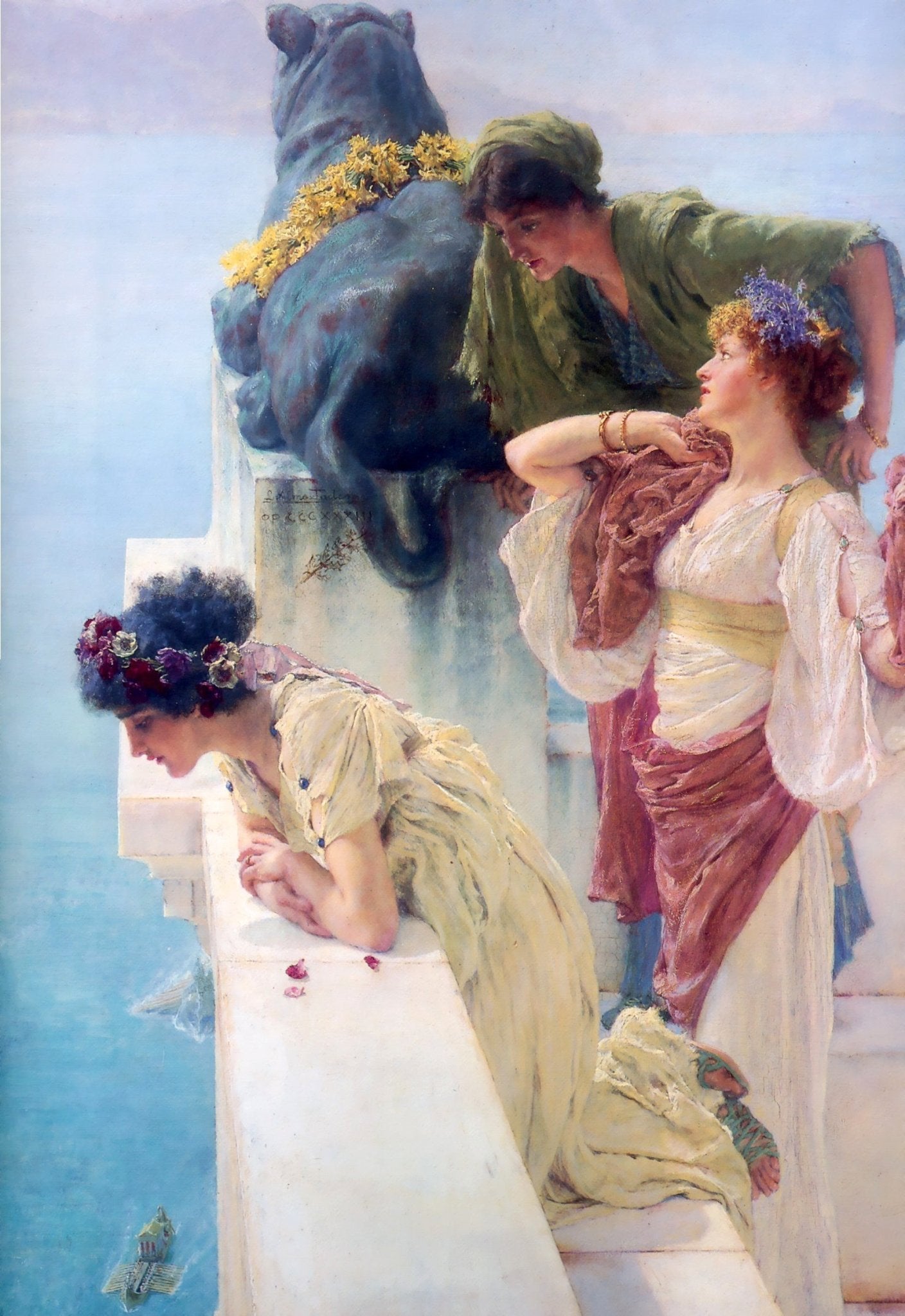 Women Overlooking the Sea by Marble Terrace - People Oil Painting - Oil Painting Haven