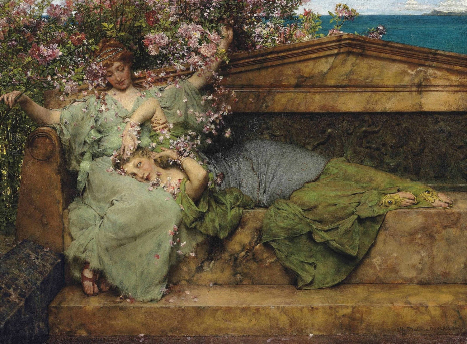 Women Resting Beneath Blossoming Garden - People Oil Painting - Oil Painting Haven