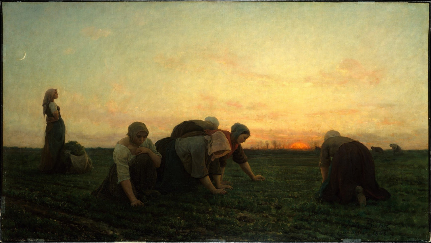 Women Weeding Fields at Sunset - People Oil Painting - Oil Painting Haven