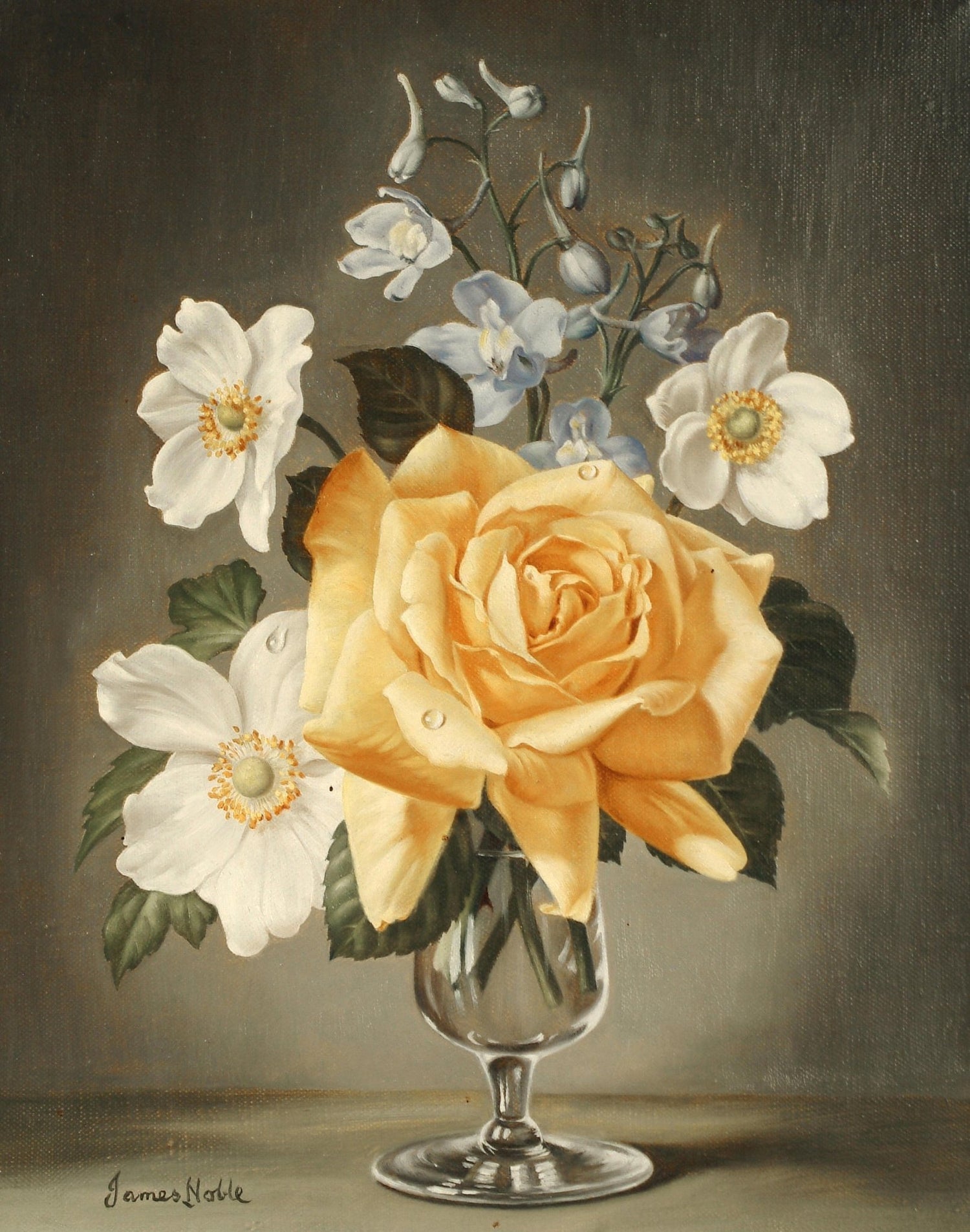 Yellow Rose in Glass Vase Still Life Art – Floral Oil Painting - Oil Painting Haven