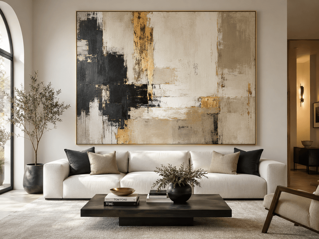 Large Abstract Wall Art Ideas for Modern Living Rooms - Oil Painting Haven