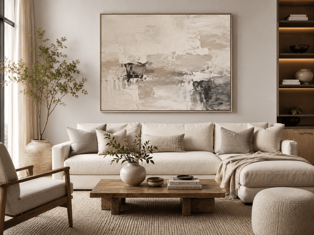 Neutral Abstract Wall Art for Calm and Modern Interiors - Oil Painting Haven