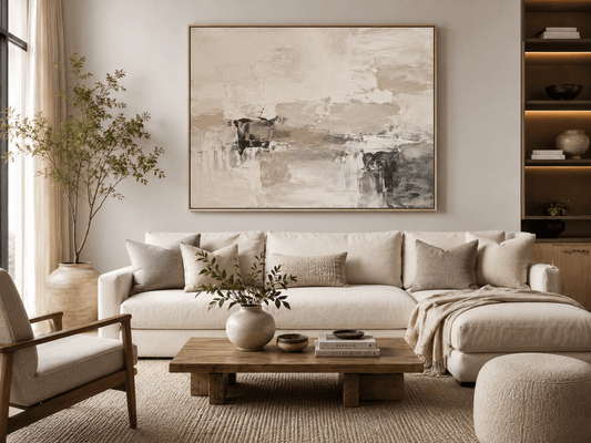 Neutral Abstract Wall Art for Calm and Modern Interiors - Oil Painting Haven