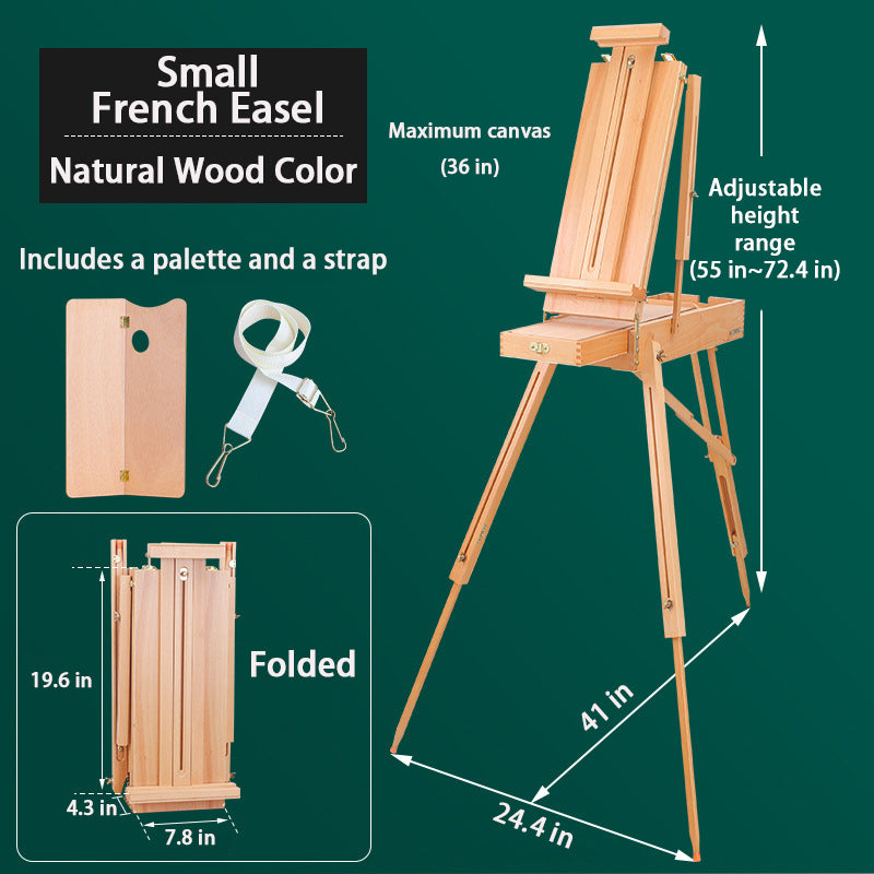 French Easel,Plein Air Easel,Adjustable Beechwood Easel for Painting,Portable Painting Easel with Palette - Oil Painting Haven Oil Painting Haven