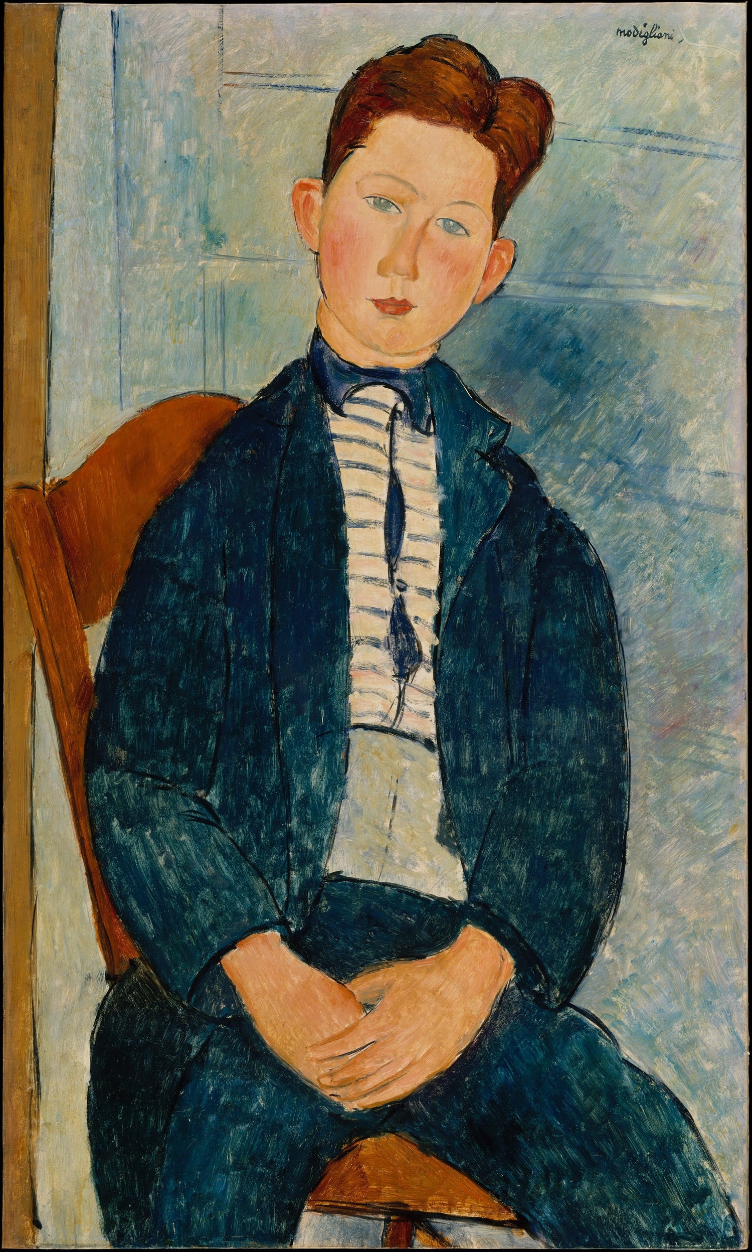 0077Amedeo Modigliani--Boy in a Striped Sweater0077 - Oil Painting Haven