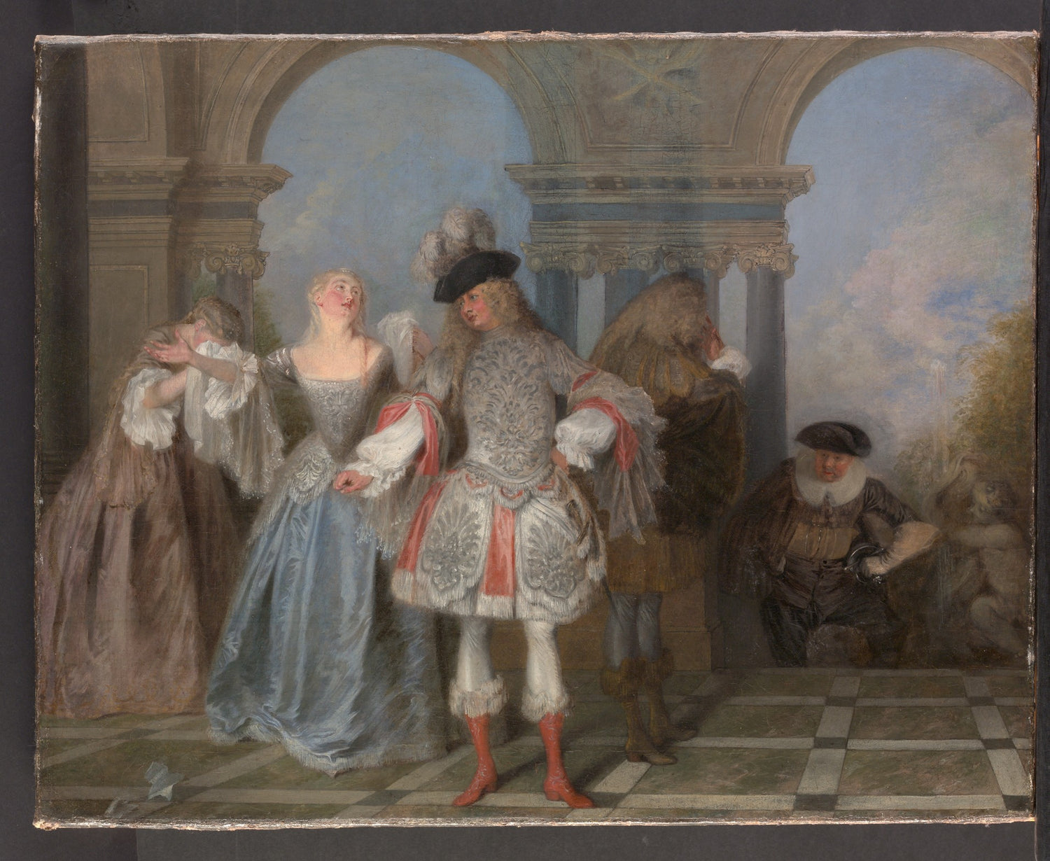 0125Antoine Watteau--The French Comedians0125 - Oil Painting Haven