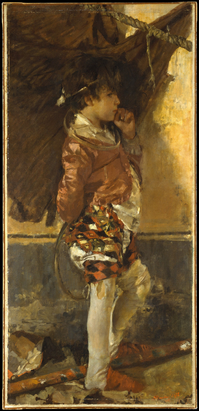 0136Antonio Mancini--A Circus Boy0136 - Oil Painting Haven Oil Painting Haven