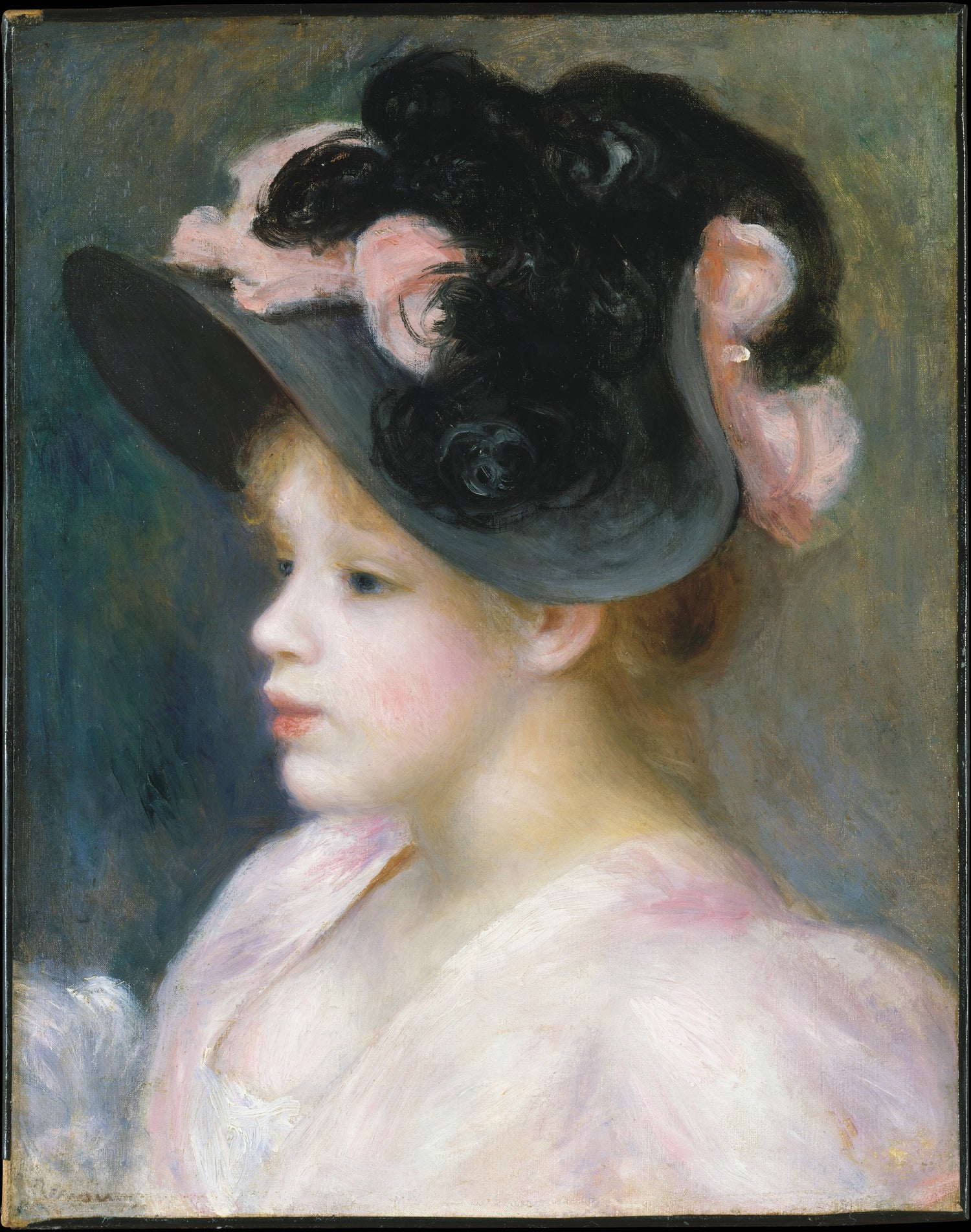 0235Auguste Renoir--Young Girl in a Pink-and-Black Hat0235 - Oil Painting Haven