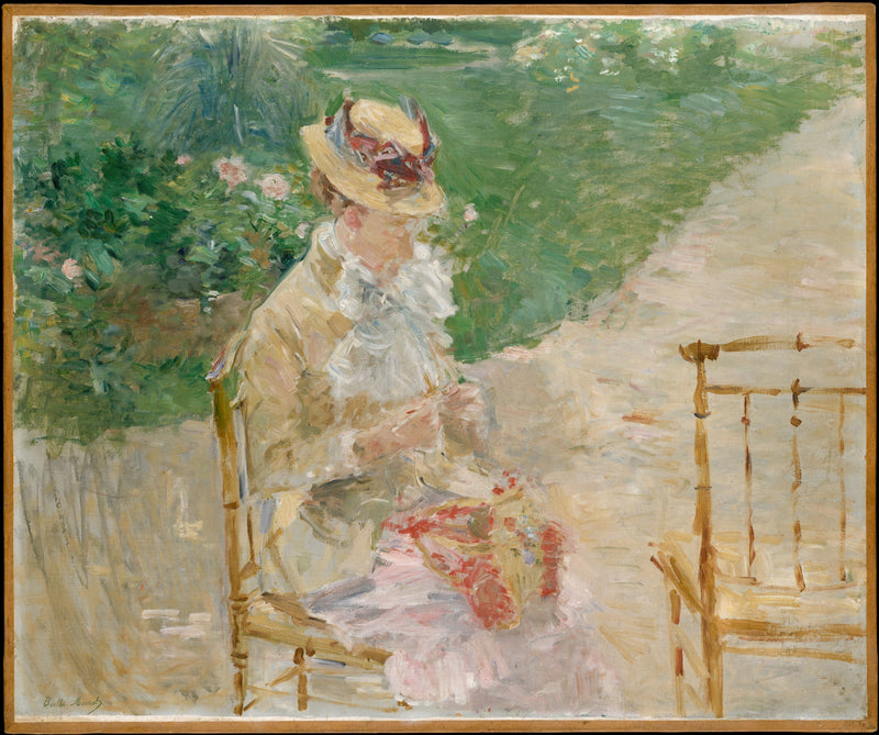 0283Berthe Morisot--Young Woman Knitting0283 - Oil Painting Haven Oil Painting Haven