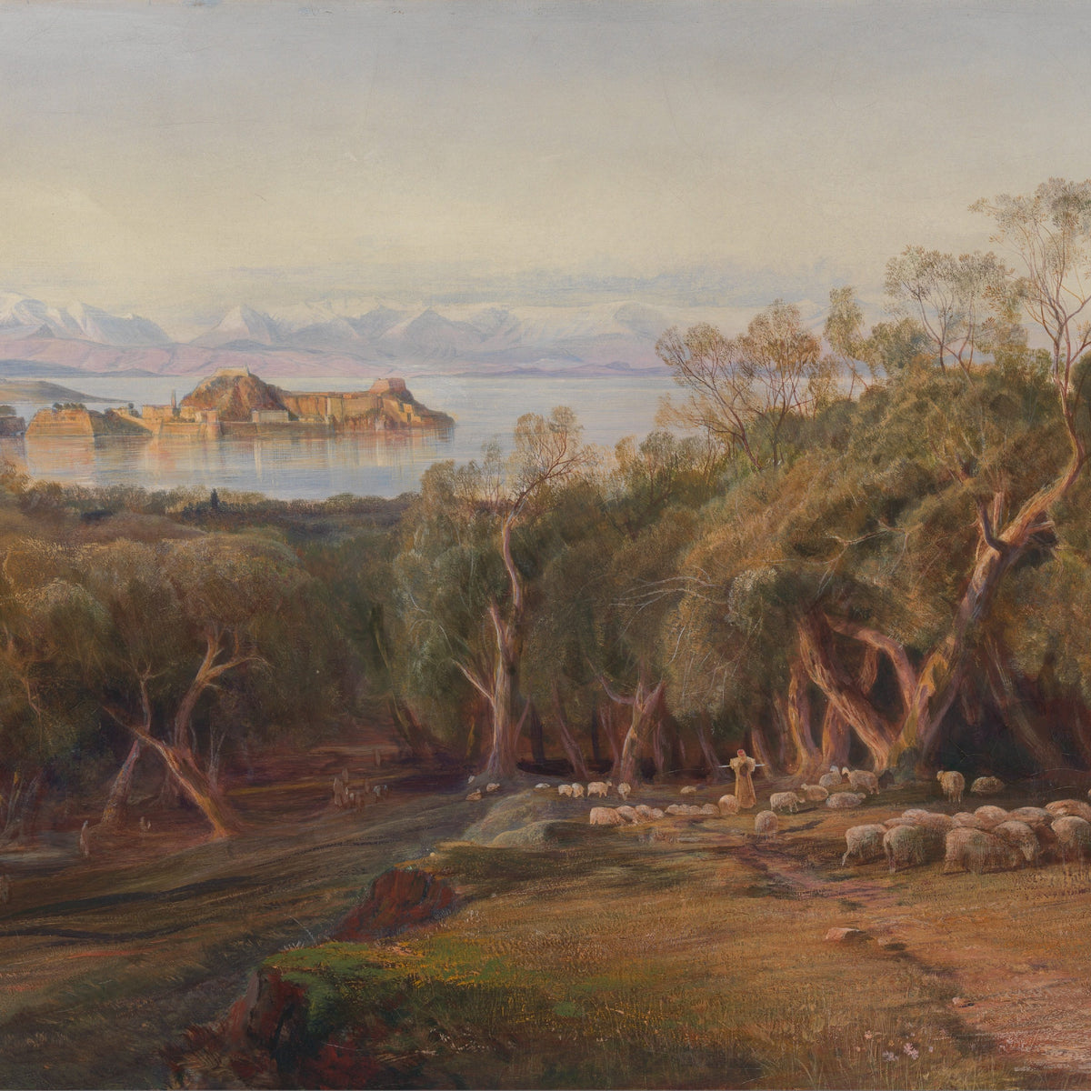 Landscape Oil Painting - Mediterranean Coastal & Island Fortress