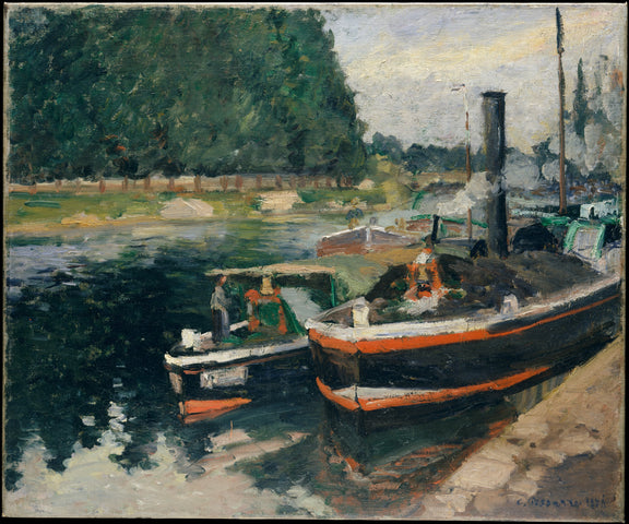 0335Camille Pissarro--Barges at Pontoise0335 - Oil Painting Haven Oil Painting Haven