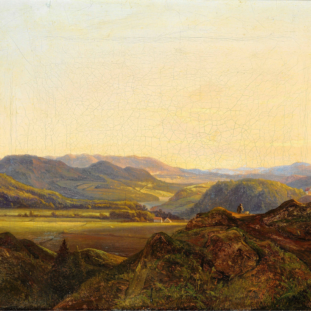 Landscape Oil Painting - Mountain Valley & Golden Hour Light